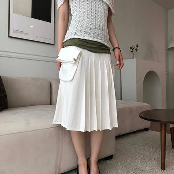 Oka Pocket Midi Skirt | Pleated Midi Skirt