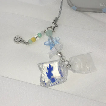 Blue Fish Transparent Bag Keyring
