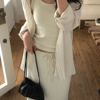 NAN Ribbed Sleeveless Skirt Set