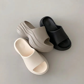 ◈8cm◈From XS◈Platform Slippers Platform Heel Wave Height-Increasing Summer Waterproof Aqua Slide Vacation Waterbomb Rainy Season Shoes