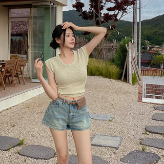 Lovey Flat Back Strap Hazzi Short Sleeve Knit