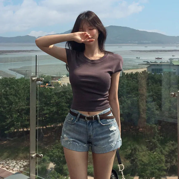 Dyke cap sleeve crop t-shirt