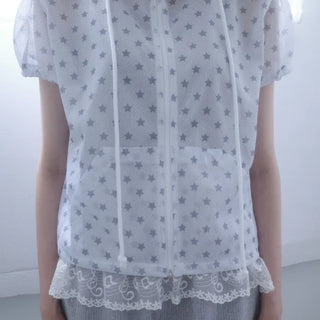 star mesh hood zip-up