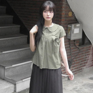 Ending Check Button Blouse