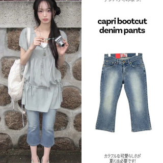 capri bootcut denim pants