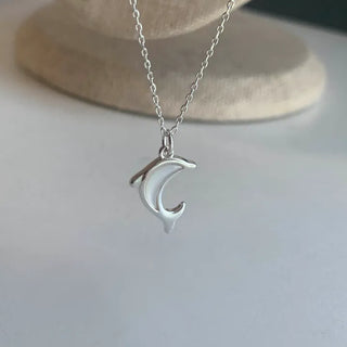 Mother-of-Pearl Dolphin Pendant Silver Necklace