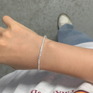 Cubic 3mm Tennis Chain Banding Silver Bracelet