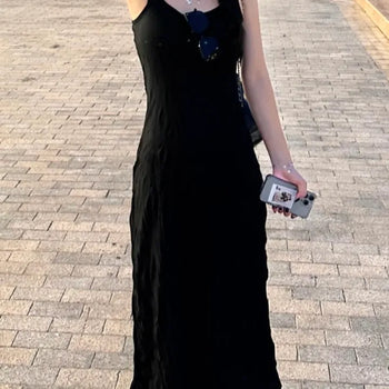 Cubi Wrinkle Flowy Summer Sleeveless Long Dress