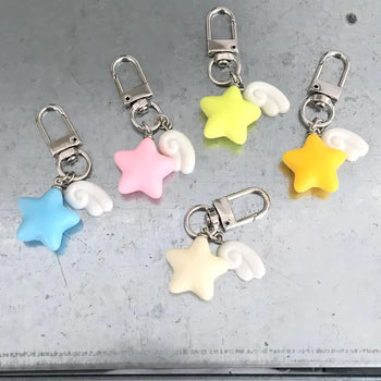 Special Feature (5 colors) Mini Wing Acrylic Star Keyring Wishcore Keyholder Phone Decor AirPods Buds Star Phone Strap Loop iPhone Galaxy Phone Keyring Mobile Phone Strap