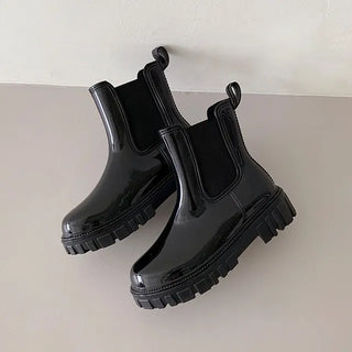 ◈Up to 260◈Rainy Day◈Platform Rain Boots Elastic Rain Boots Chelsea Platform Height-Increasing Short Summer Boots Rainy Season Shoes
