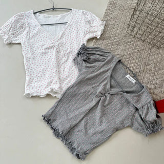 Mini Rose Ribbed Puff Tee
