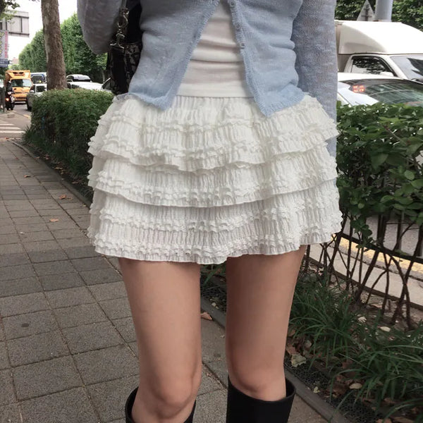Leges frill tiered skirt
