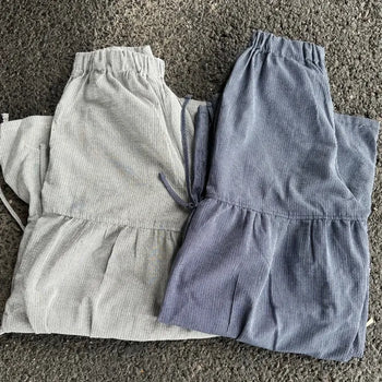 Easy Stripe Shirred Wide Pants
