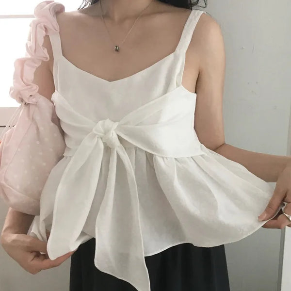 Ribbon sleeveless blouse