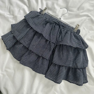 Preppy Check Elastic Tiered Mini Skirt