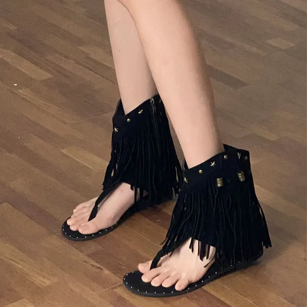 Joyven Fringe Boots Flip-flops
