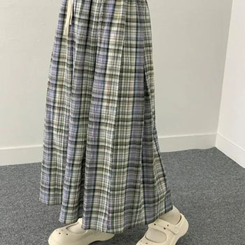 Kirin check breezy summer long skirt