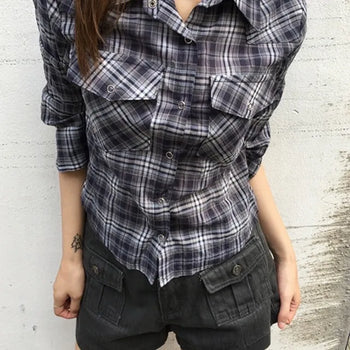 Tree Check 3/4 Sleeve Shirt