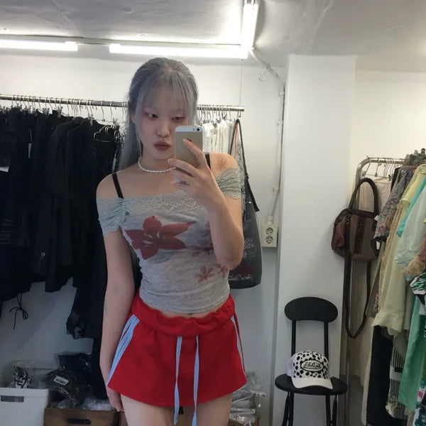 track mini skirt pants