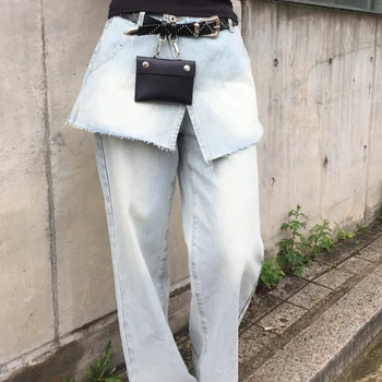 LAYERED SK DENIM JEANS Layered Skirt Denim Jeans