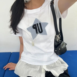 Star Dot Print Short Sleeve T-shirt 2 colors