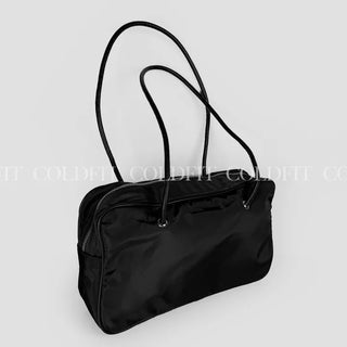 Black Nylon Square Bag