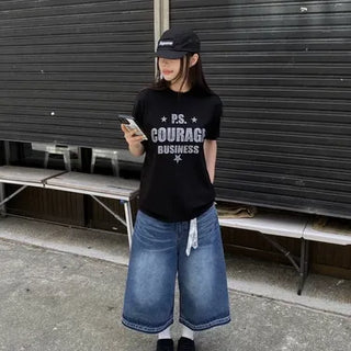 Amber Washed Bermuda Denim Pants / 2 Colors / S - L