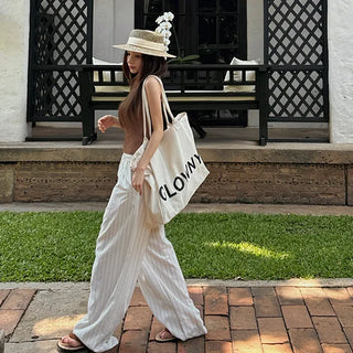Lounge Stripe Wide Pants