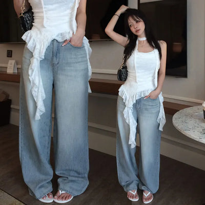 Slaf denim wide pants