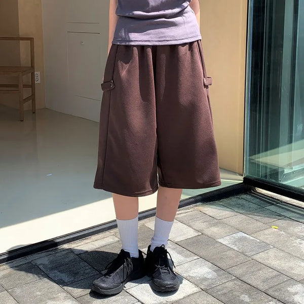 Leo Bermuda Side Snap Wide Elastic Waist Balloon Half Pants