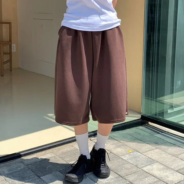 Loro Bermuda Wide Balloon Half Pants with Snap Elastic Hem