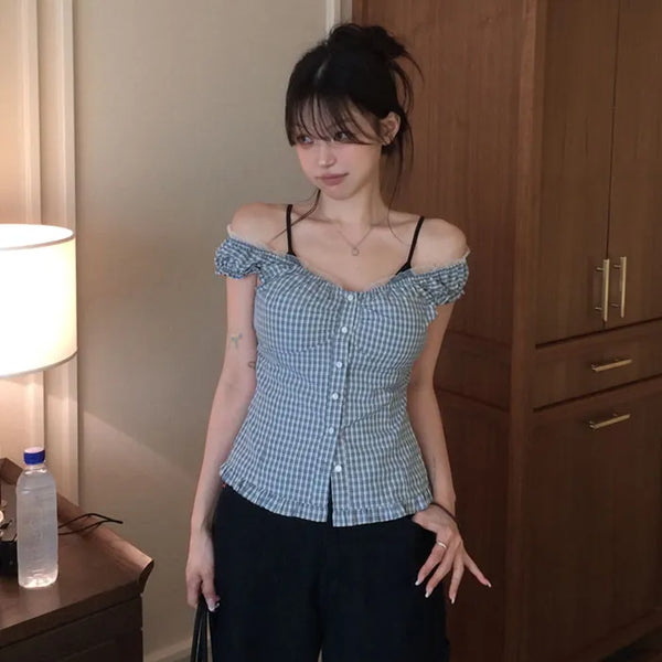 Epion Frill Check Sleeveless Blouse
