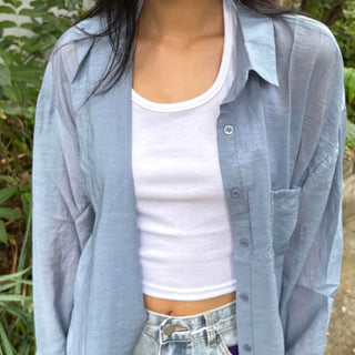 Roa New Basic Summer Oversized Long Sleeve Shirt