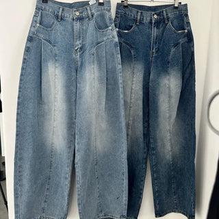 Link Hip-Covering Pintuck Wide Denim Pants