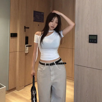Purning String One-Shoulder T-Shirt