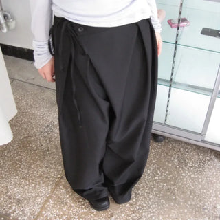 Wide Two-Button Wrap Slacks