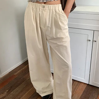 Maysle Crinkly Elastic Waist Pintuck Wide Pants