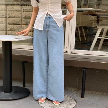 Glyn Semi-Wide Straight Summer Denim Pants