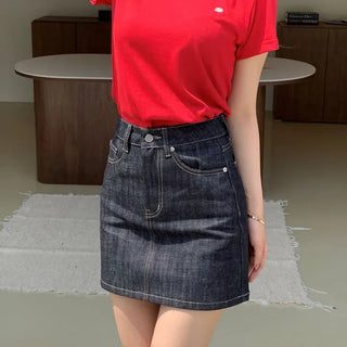 Crash Raw Denim Mini Skirt
