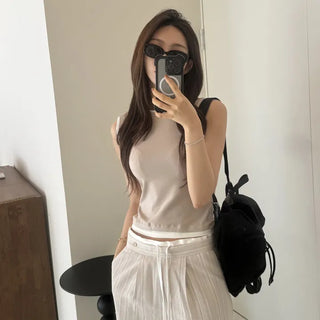 Taupe Layered Color Block Sleeveless Top