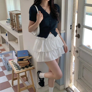 Poe Linen V-Neck Short Sleeve Knit Cardigan