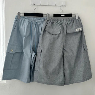 Striped Cargo Bermuda Elastic Pants
