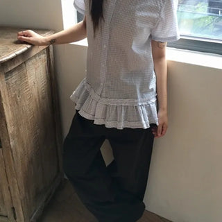 Frill Round Check Shirt