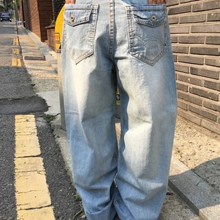 Back Pocket Stitch Wide Denim