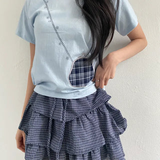 Epi Check Drawstring Slim Short Sleeve Tee