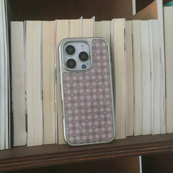 Pom-pom Heart Check Silver Epoxy iPhone Case