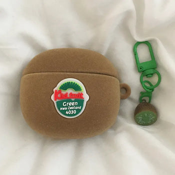 Green Kiwi Keyring Set Furry AirPods Case