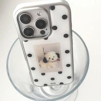 Cutine Puppy Dot Silver Epoxy iPhone Case