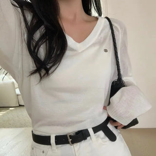 Le Bou See-through Raglan Loose Fit V-Neck Knit