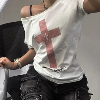 Star shirring T-shirt